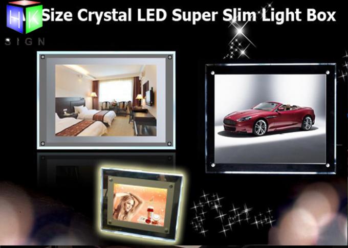 注文メニュー細い水晶LEDのライト ボックス バックライトを当てられたアクリル シートの壁の土台