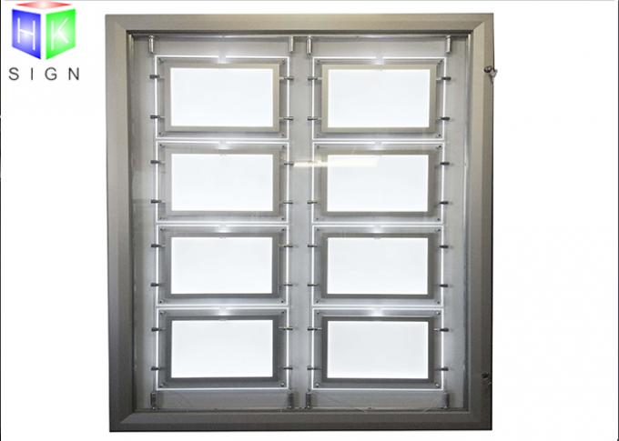 照らされる写真フレームの水晶LEDのライト ボックスの不動産業者の窓の表示装置